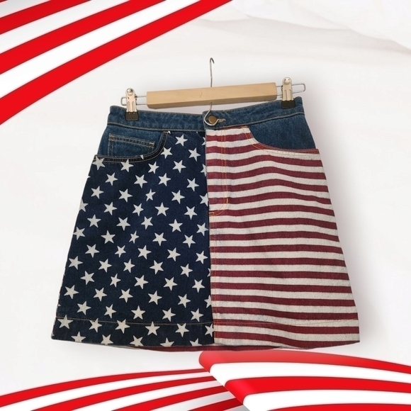 American Apparel Dresses & Skirts - Denim Skirt, Stars Strips. New w/Tags, American Apparel. Size Sm.
